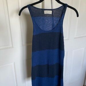 Blue and Black Striped Sleeveless Dress